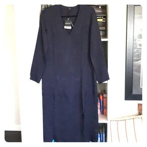 Topshop navy blue midi dress.